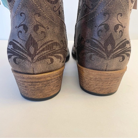 ROPERS Women’s Shorty Boot Vintage Brown Faux Leather Laser Western Design - Picture 7 of 13